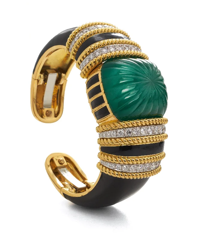 vintage Victorian brooch pin Empire Cuff, Emerald