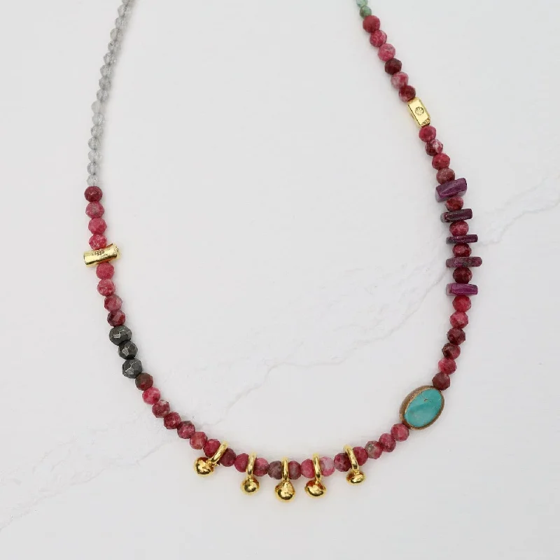 Thulite 5 Raindrops Necklace