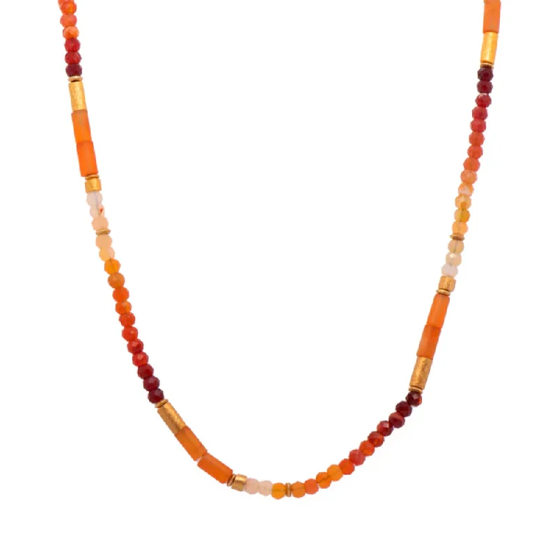 Joyla Carnelian and Fire Opal Necklace