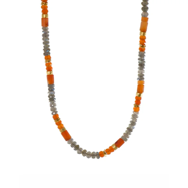 Joyla Labradorite and Carnelian Necklace