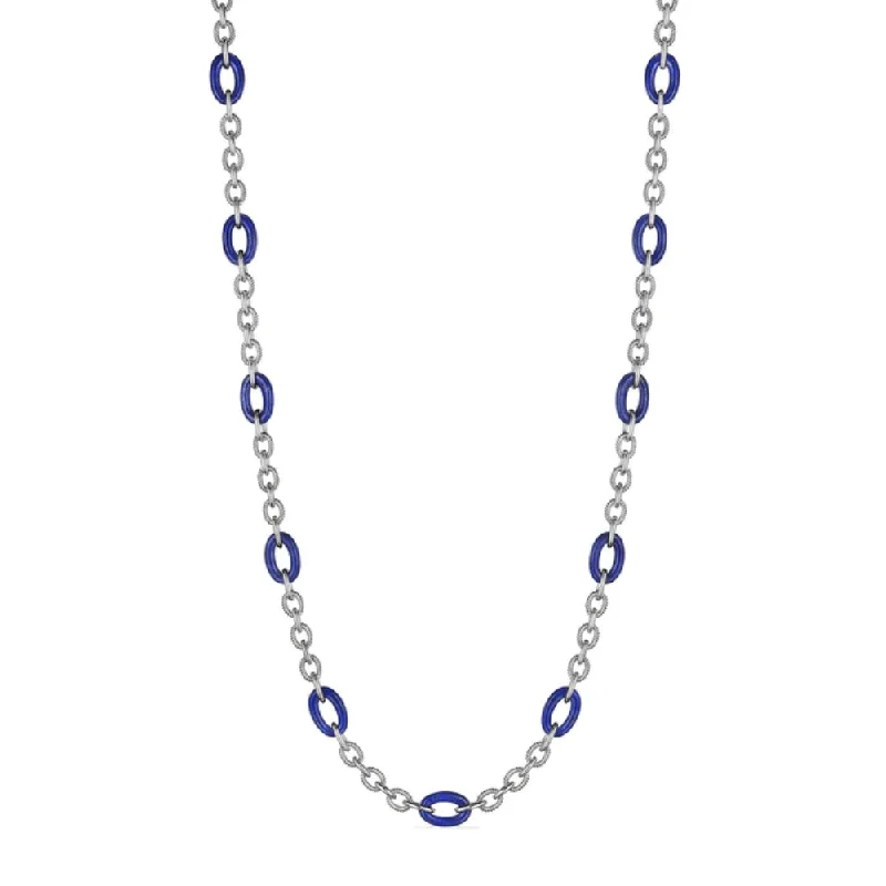 Judith Ripka Eternity Long Signature Link Necklace with Lapis