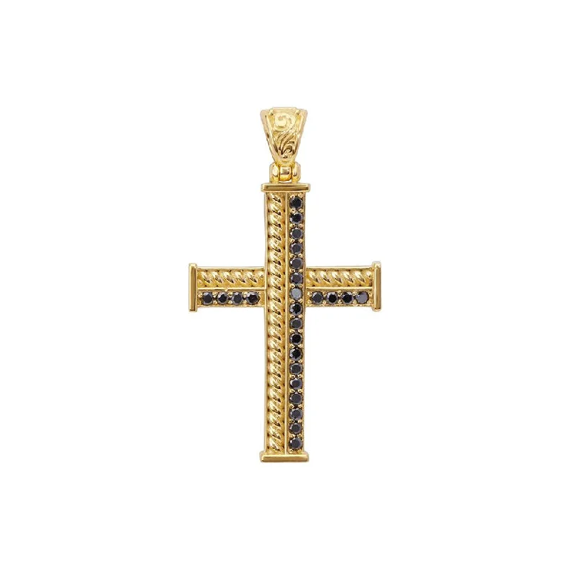 Konstantino Kavafi 18kt Black Diamond Cross Pendant