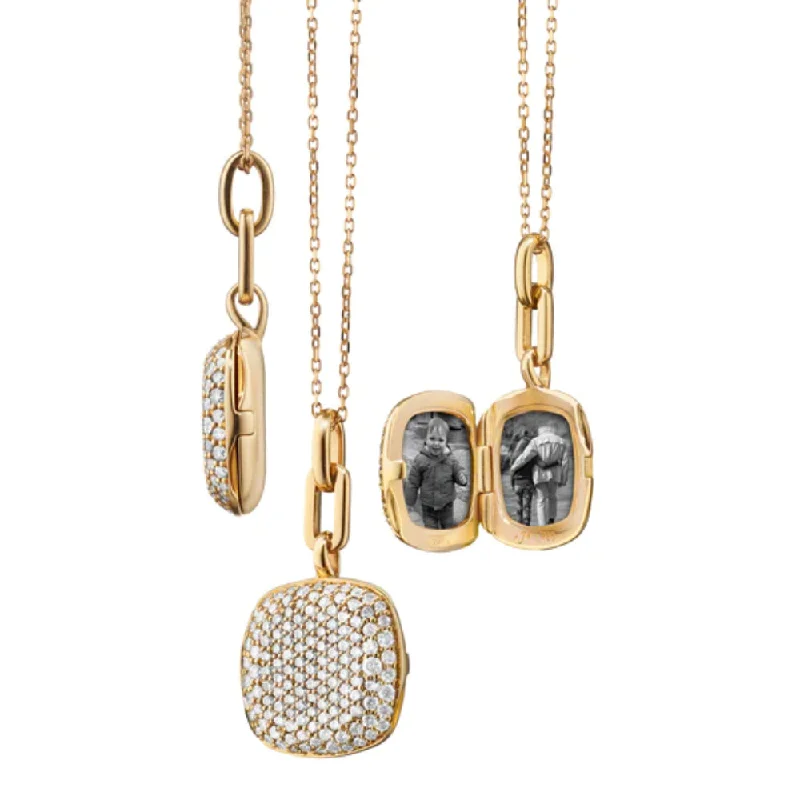 Monica Rich Kosann Slim "Rae" Locket Necklace with White Diamonds