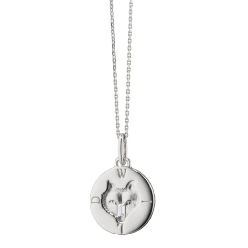 Monica Rich Kosann "Wild" Wolf Silver Itaglio Charm Pendant Necklace