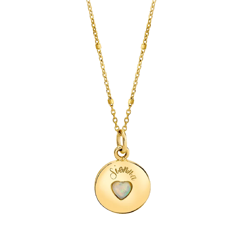 Opal Heart Name Medallion