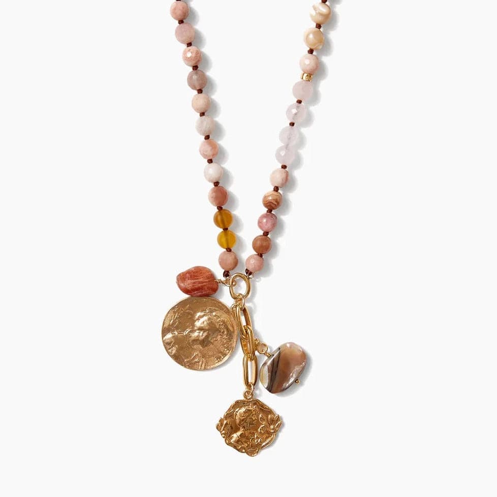 Sunstone Portrait Charm Necklace