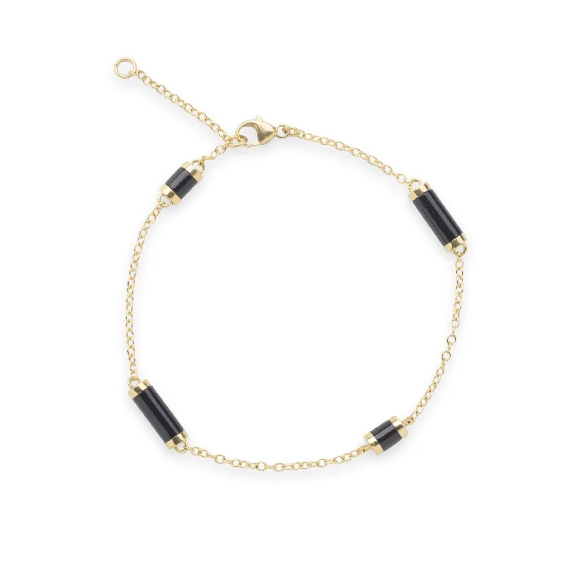 Adjustable Ocean Chimes Black Coral Bracelet in Gold - Size 7-7.5"