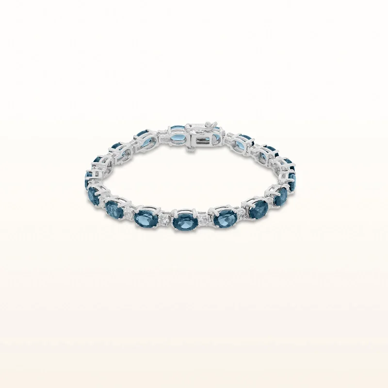 Oval Gemstone Bracelet in 925 Sterling Sillver