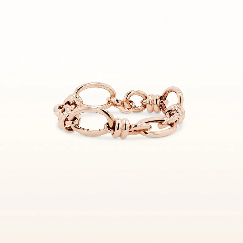 Rose Gold Plated 925 Sterling Silver Oval Link Bracelet