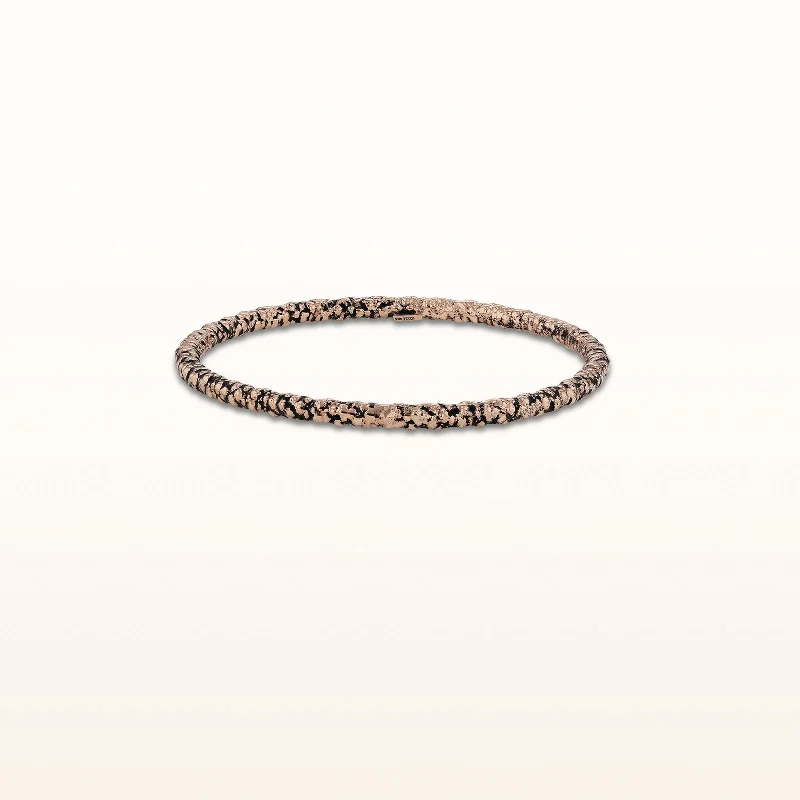 Rose Gold Plated 925 Sterling Silver Popcorn Textured Bangle Bracelet