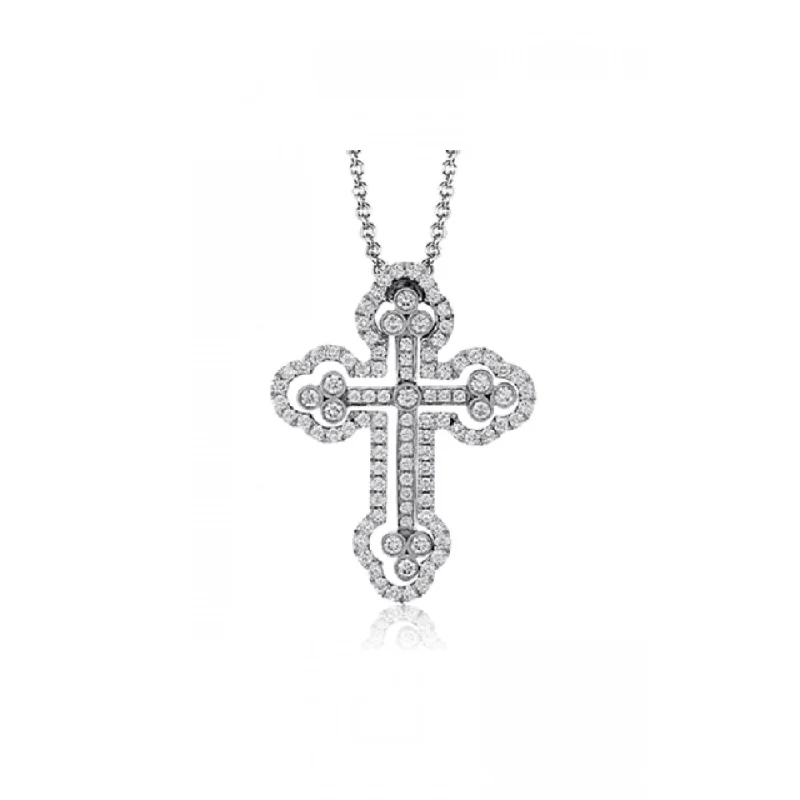 Simon G. 18k Two Piece Diamond Cross Pendant