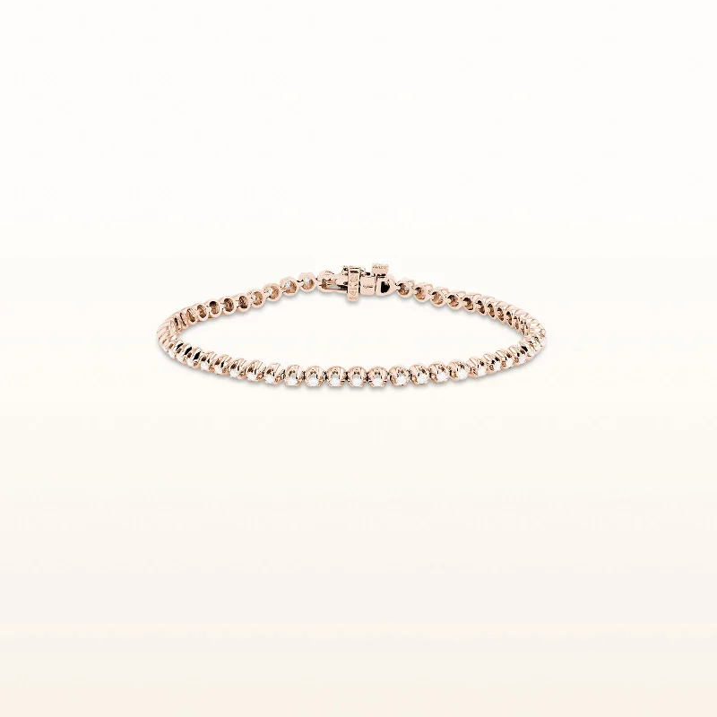 Solid Nugget Diamond Tennis Bracelet in 14k Rose Gold