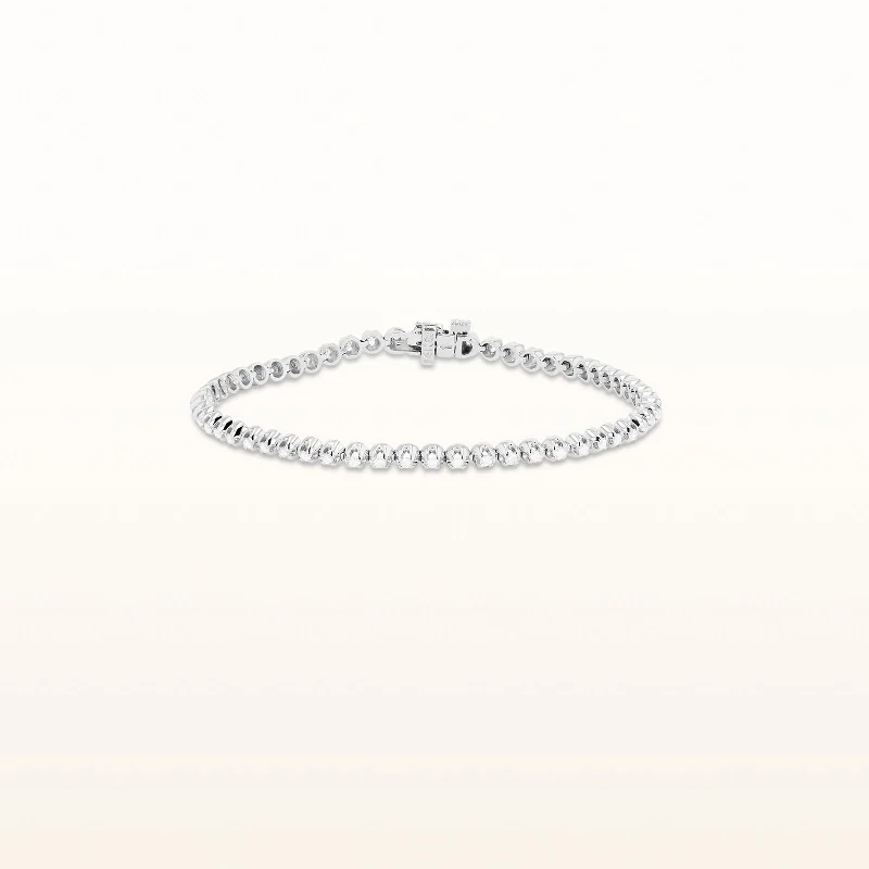 Solid Nugget Diamond Tennis Bracelet in 14k White Gold