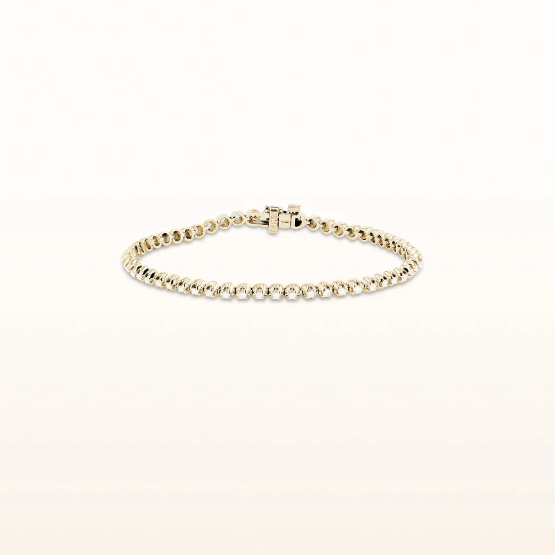 Solid Nugget Diamond Tennis Bracelet in 14k Yellow Gold