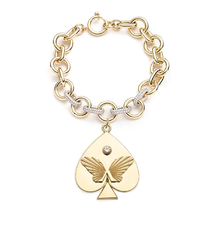 minimal gold ring stack Spade - Reverie : Oversized Pave Mixed Link Bracelet