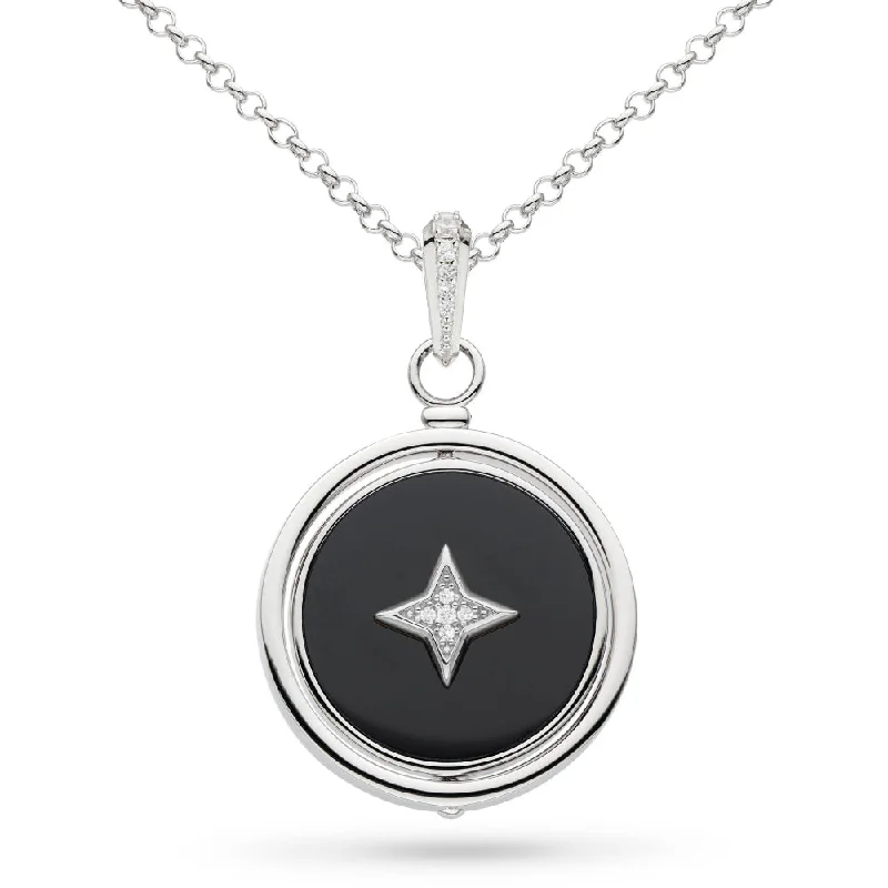 Kit Heath Sterling Silver Revival Astoria Nocturne Onyx Spinner Necklace