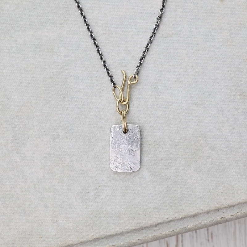 Silver Tablet Necklace with 18K Details