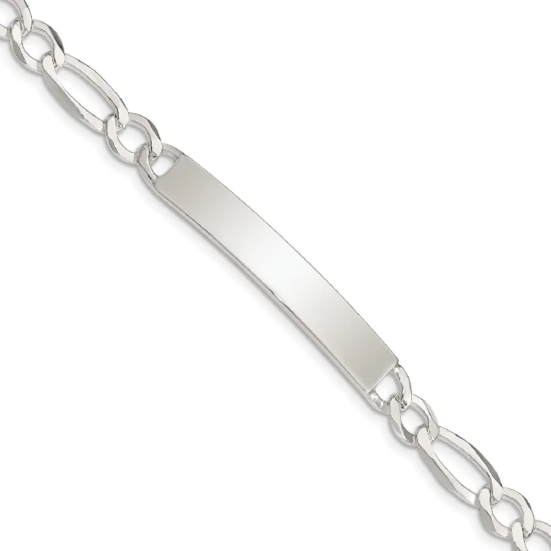 Sterling Silver 7.5-inch 7MM Lobster Clasp Figaro ID Bracelet