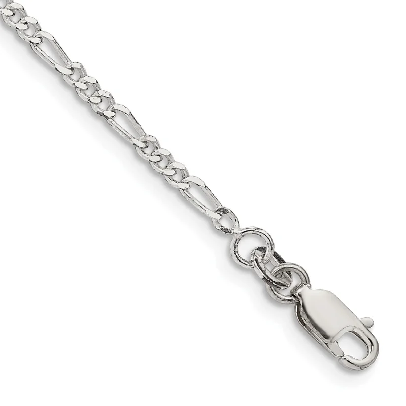 Sterling Silver 8-inch 2.25MM Lobster Clasp Figaro Bracelet