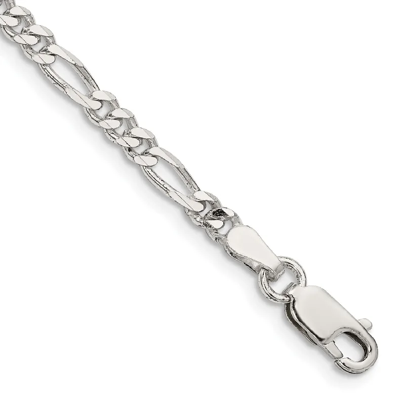 Sterling Silver 9-inch 3.5MM Lobster Clasp Figaro Bracelet