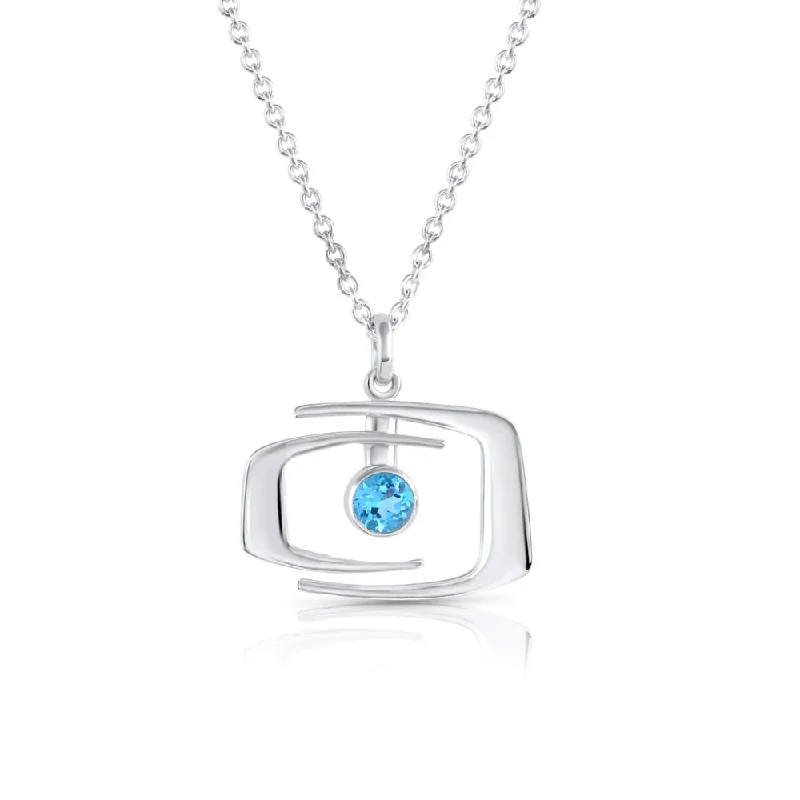 Sterling Silver Modern Gemstone Pendant Necklace