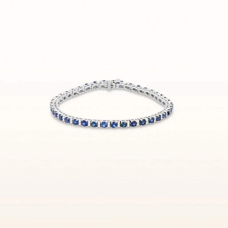 Tennis Bracelet with Gemstones and Diamonds in 14kt White Gold