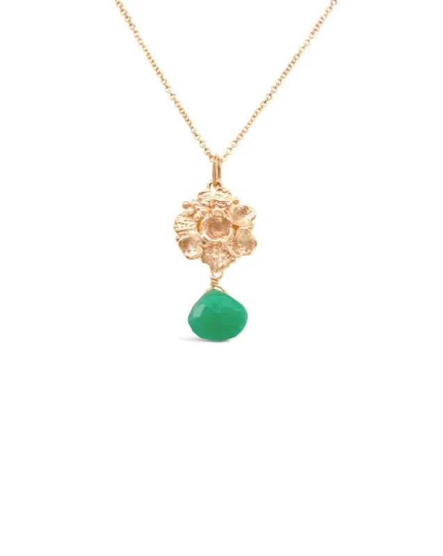 personalized hand-stamped bar ring Tide Pool ~ Textured Large Gem Gold Pendant w/ Green Chalcedony