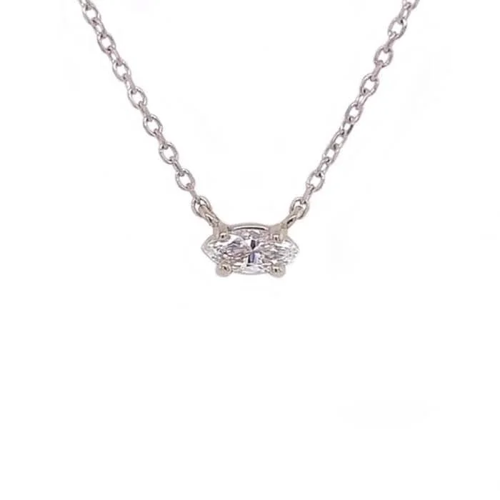 elegant art deco necklace Mountz Collection .15CT Marquise Diamond Solitaire Pendant in 14K White Gold