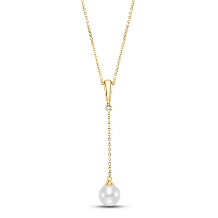 modern infinity signet ring Mastoloni 8-8.5MM Pearl Drop Pendant in 14K Yellow Gold