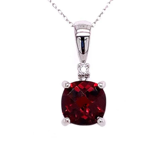 snake chain bracelet gold Mountz Jewelers Garnet Pendant in 14K White Gold