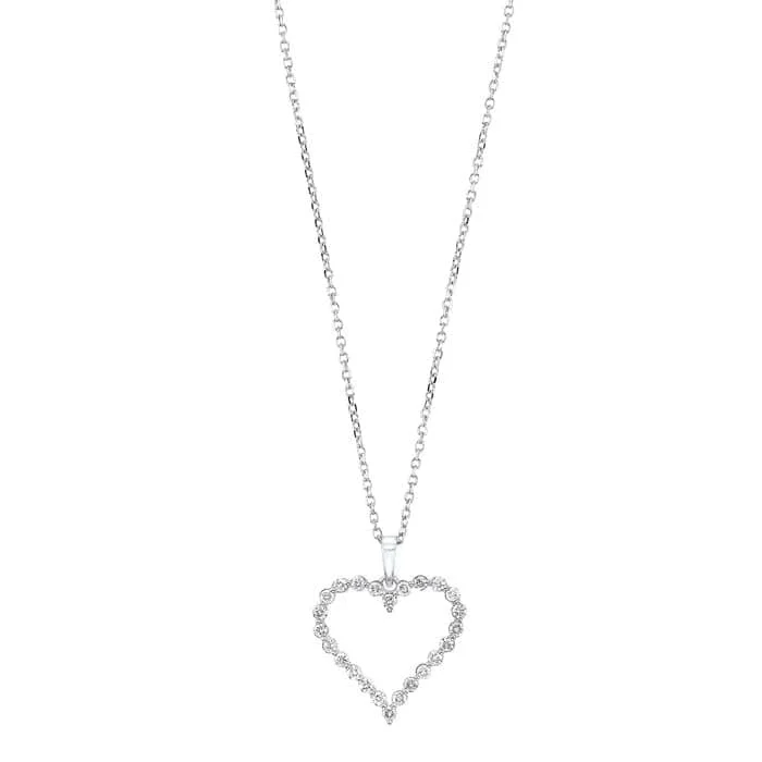 men’s sterling silver cufflinks Mountz Collection 1/4CTW Single Prong Diamond Heart Pendant in 14K White Gold