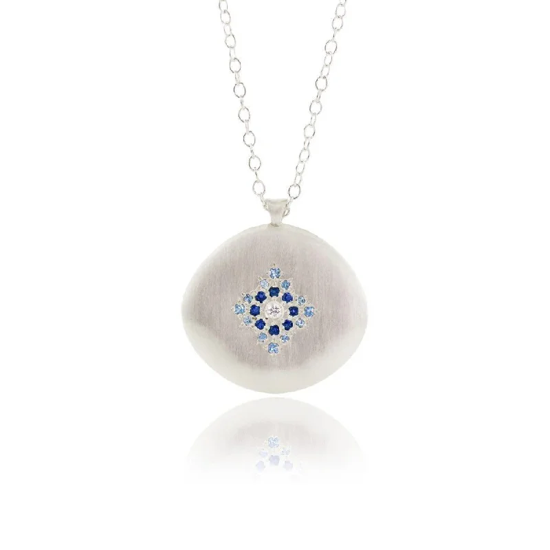 adjustable gemstone choker Silver "Star Light" Necklace with Aquamarines and Blue Sapphires
