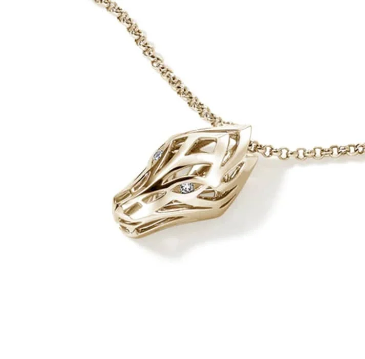 personalized bar necklace silver John Hardy Naga Pendant with Diamonds in 14K Yellow Gold
