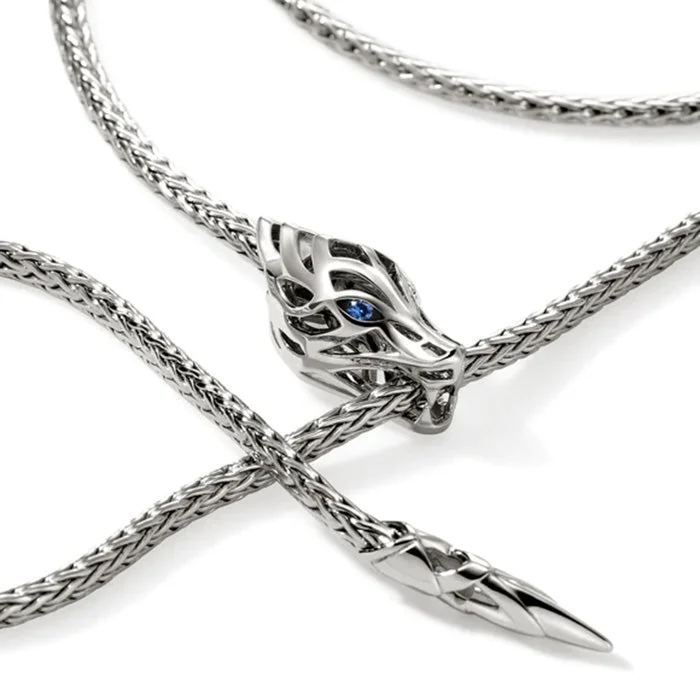 adjustable braided rope ring John Hardy Naga Adjustable Lariat Necklace with Sapphires in Sterling Silver
