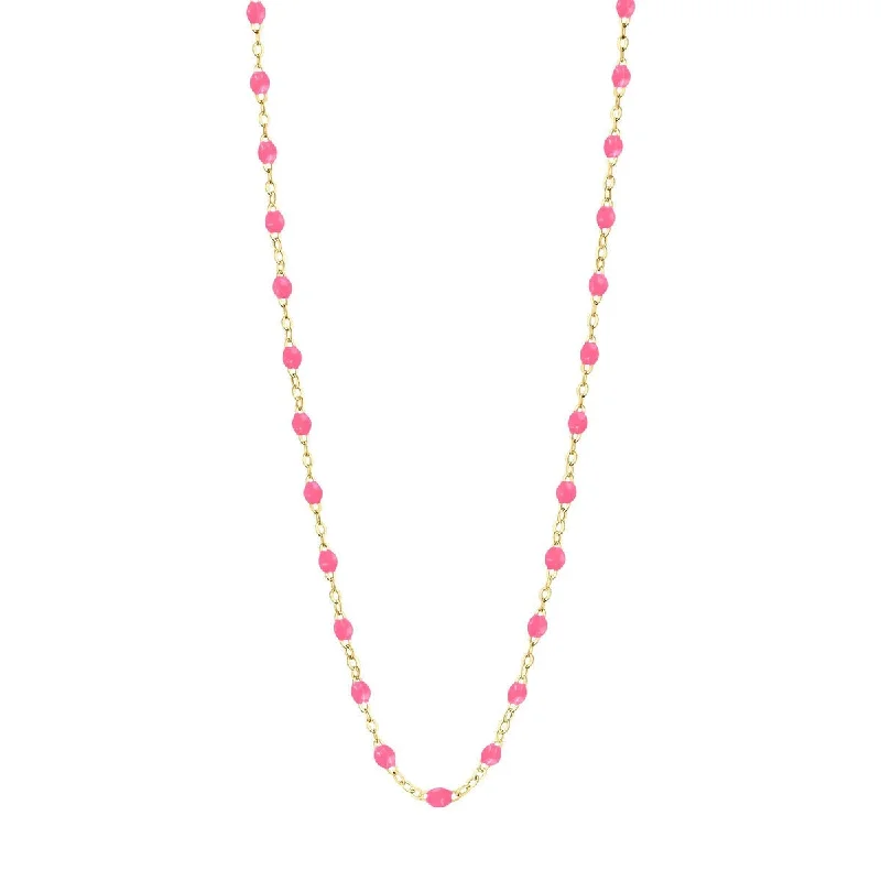 simple sapphire wedding band 18K Gold and Neon Pink Resin Beaded "Classic" Necklace