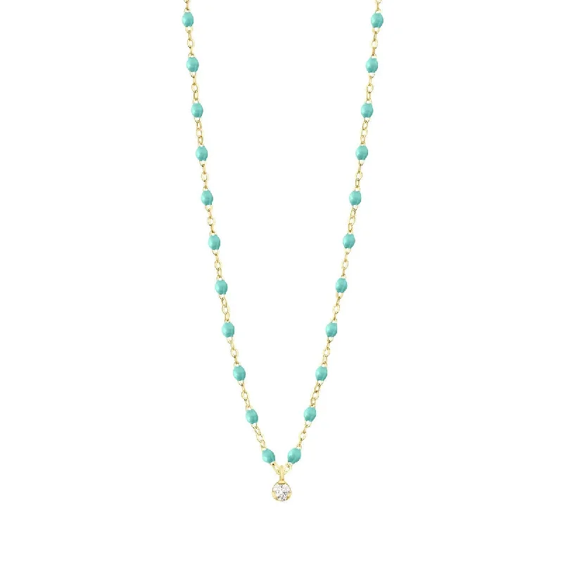 emerald-cut ruby eternity ring 18K Gold & Lagoon Resin "Classic Supreme" Necklace with Diamond