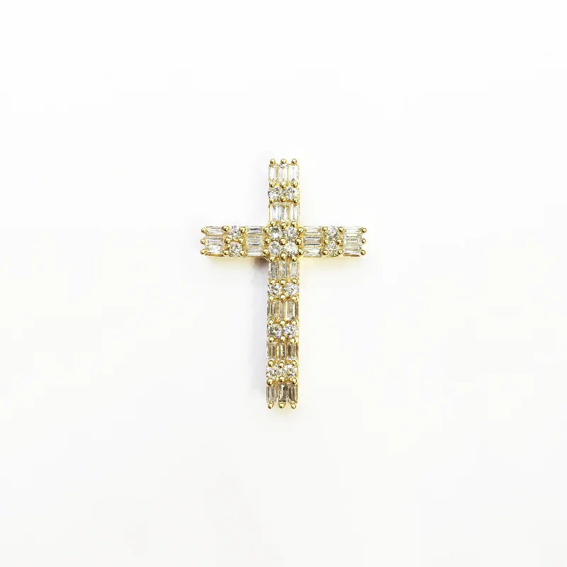 genuine amber pendant necklace Baguette and Round Diamond Cross Pendant (14K)