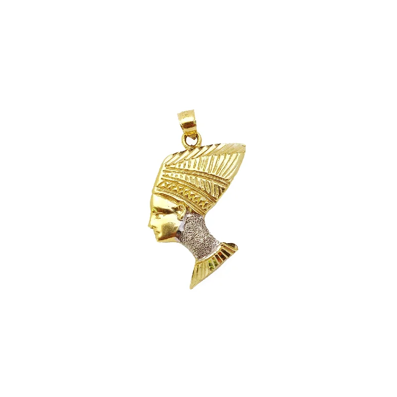 minimal diamond bar necklace Nefertiti Two-Tone Pendant (14K).