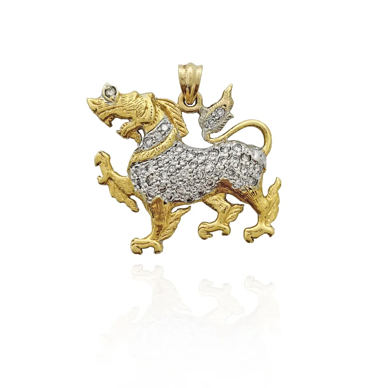 white gold diamond cluster ring Qilin Diamond Pendant (14K)