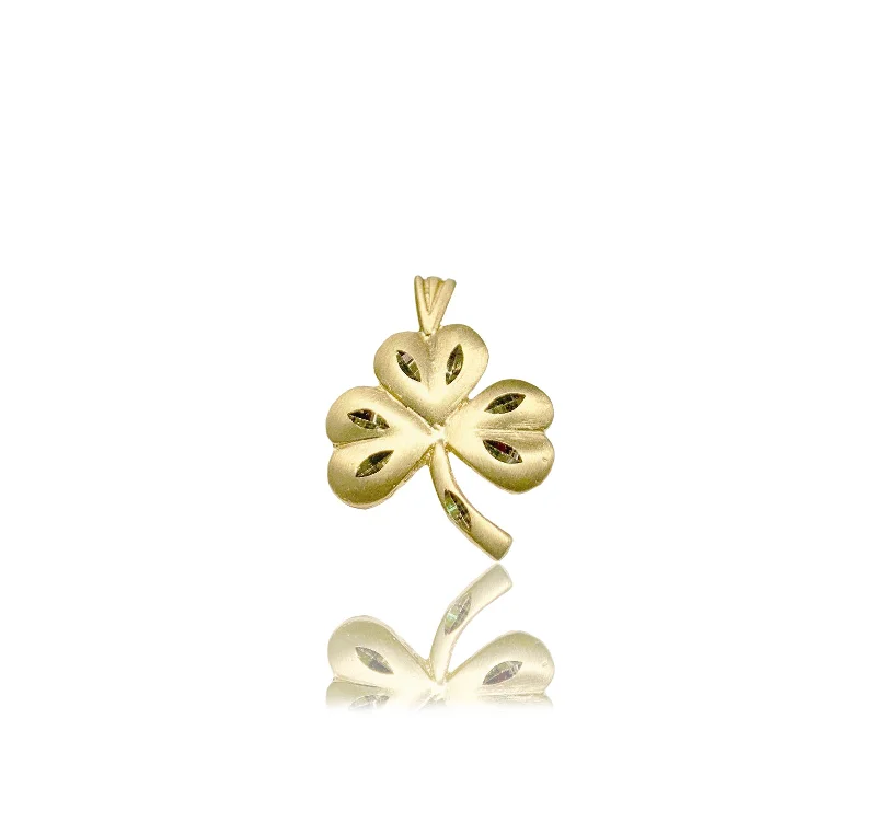 minimalist rose gold bracelet Trebol Clover Pendant (14K).